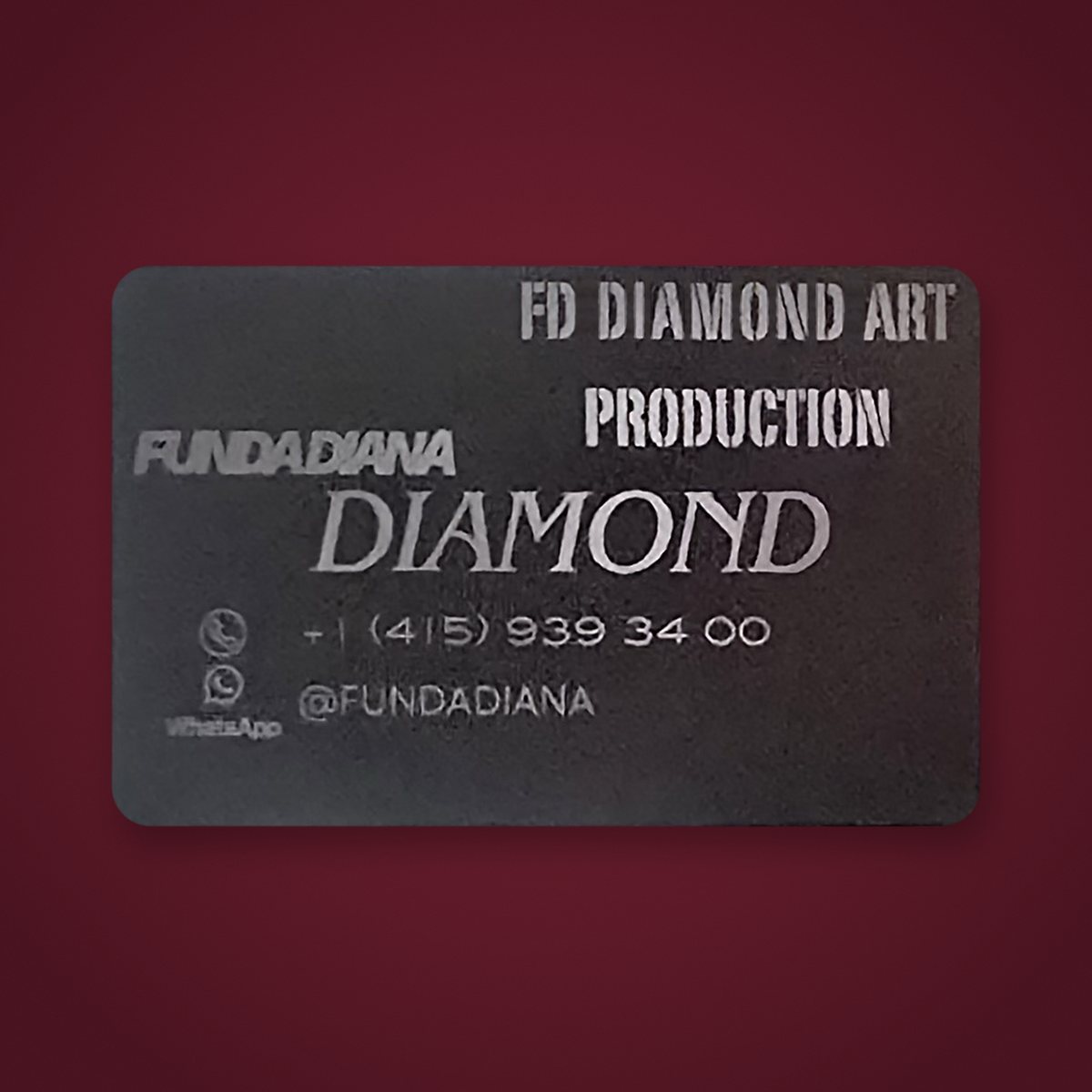 FD Diamond engraved metal card — Black anodised aluminium · FD Diamond card
